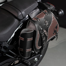 Load image into Gallery viewer, Vintage 26L Motorcycle Saddlebags Leather Side Bags with Cup Holder for Harley Cruiser Softail Dyna Road King