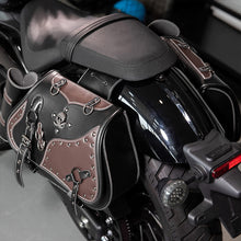 Load image into Gallery viewer, Vintage 26L Motorcycle Saddlebags Leather Side Bags with Cup Holder for Harley Cruiser Softail Dyna Road King