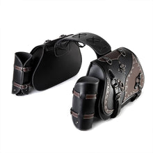 Load image into Gallery viewer, Vintage 26L Motorcycle Saddlebags Leather Side Bags with Cup Holder for Harley Cruiser Softail Dyna Road King