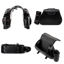 Load image into Gallery viewer, Vintage 26L Motorcycle Saddlebags Leather Side Bags with Cup Holder for Harley Cruiser Softail Dyna Road King