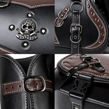 Load image into Gallery viewer, Vintage 26L Motorcycle Saddlebags Leather Side Bags with Cup Holder for Harley Cruiser Softail Dyna Road King