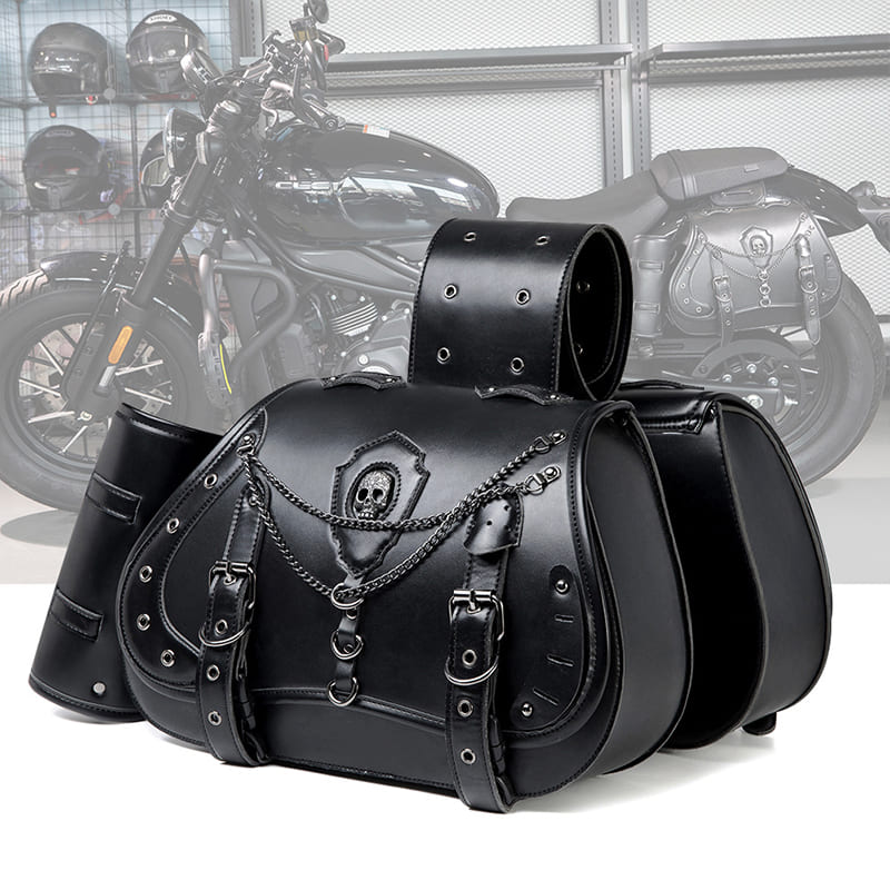 Vintage 26L Motorcycle Saddlebags Leather Side Bags with Cup Holder for Harley Cruiser Softail Dyna Road King