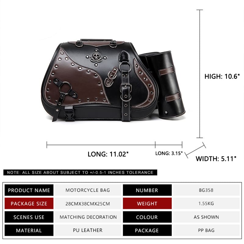 Vintage 26L Motorcycle Saddlebags Leather Side Bags with Cup Holder for Harley Cruiser Softail Dyna Road King