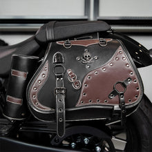 Load image into Gallery viewer, Vintage 26L Motorcycle Saddlebags Leather Side Bags with Cup Holder for Harley Cruiser Softail Dyna Road King