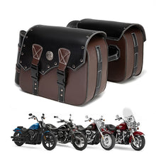 Load image into Gallery viewer, Motorcycle Saddlebags 26L Leather Side Bags with Cup Holder for Harley Softail Dyna Road King Cruiser