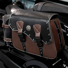 Load image into Gallery viewer, Motorcycle Saddlebags 26L Leather Side Bags with Cup Holder for Harley Softail Dyna Road King Cruiser
