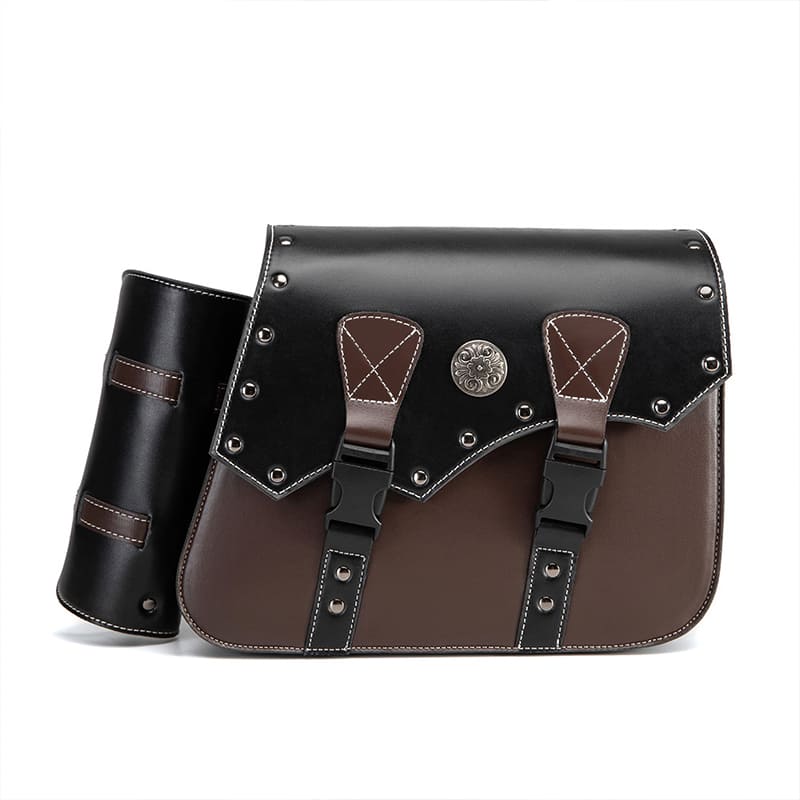 Motorcycle Saddlebags 26L Leather Side Bags with Cup Holder for Harley Softail Dyna Road King Cruiser