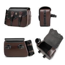 Load image into Gallery viewer, Motorcycle Saddlebags 26L Leather Side Bags with Cup Holder for Harley Softail Dyna Road King Cruiser