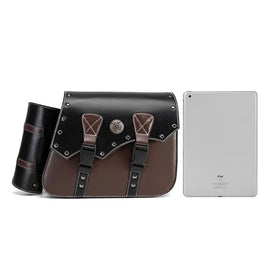 Motorcycle Saddlebags 26L Leather Side Bags with Cup Holder for Harley Softail Dyna Road King Cruiser