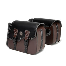 Load image into Gallery viewer, Motorcycle Saddlebags 26L Leather Side Bags with Cup Holder for Harley Softail Dyna Road King Cruiser