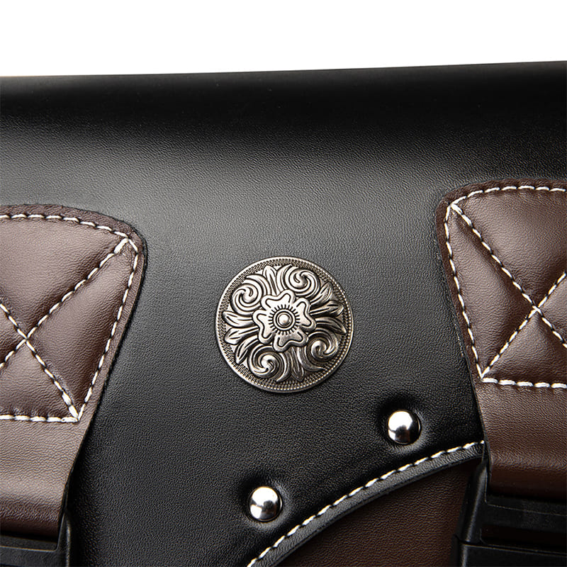 Motorcycle Saddlebags 26L Leather Side Bags with Cup Holder for Harley Softail Dyna Road King Cruiser