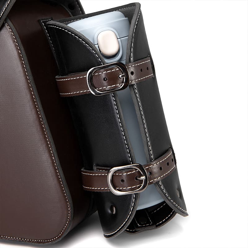 Motorcycle Saddlebags 26L Leather Side Bags with Cup Holder for Harley Softail Dyna Road King Cruiser