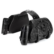 Load image into Gallery viewer, Punk Style 26L Leather Motorcycle Saddlebags with Cup Holder for Harley Softail Dyna Road King Cruiser