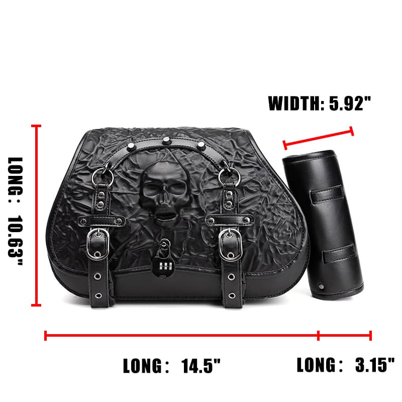 Punk Style 26L Leather Motorcycle Saddlebags with Cup Holder for Harley Softail Dyna Road King Cruiser