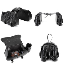 Load image into Gallery viewer, Punk Style 26L Leather Motorcycle Saddlebags with Cup Holder for Harley Softail Dyna Road King Cruiser
