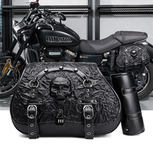 Load image into Gallery viewer, Punk Style 26L Leather Motorcycle Saddlebags with Cup Holder for Harley Softail Dyna Road King Cruiser