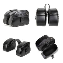Load image into Gallery viewer, Punk Biker Style 26L Leather Motorcycle Saddlebags with Cup Holder for Harley Softail Dyna Road King Cruiser