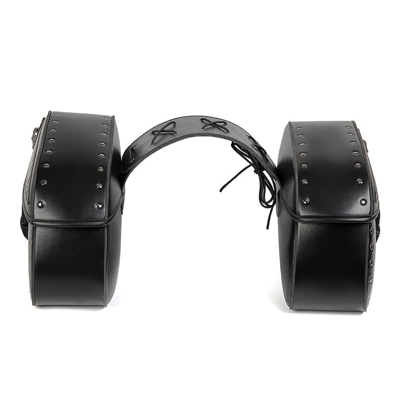 Punk Biker Style 26L Leather Motorcycle Saddlebags with Cup Holder for Harley Softail Dyna Road King Cruiser