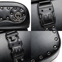 Load image into Gallery viewer, Punk Biker Style 26L Leather Motorcycle Saddlebags with Cup Holder for Harley Softail Dyna Road King Cruiser
