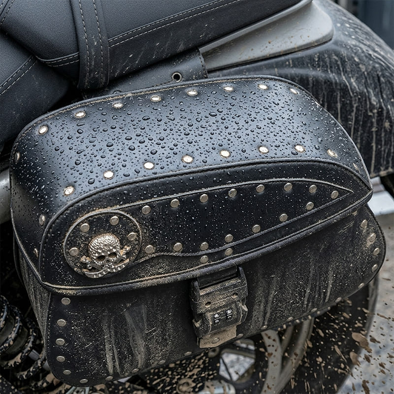 Punk Biker Style 26L Leather Motorcycle Saddlebags with Cup Holder for Harley Softail Dyna Road King Cruiser