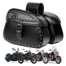 Load image into Gallery viewer, Punk Biker Style 26L Leather Motorcycle Saddlebags with Cup Holder for Harley Softail Dyna Road King Cruiser