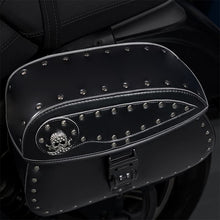 Load image into Gallery viewer, Punk Biker Style 26L Leather Motorcycle Saddlebags with Cup Holder for Harley Softail Dyna Road King Cruiser