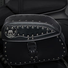 Load image into Gallery viewer, Punk Biker Style 26L Leather Motorcycle Saddlebags with Cup Holder for Harley Softail Dyna Road King Cruiser
