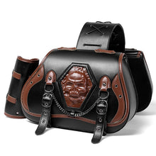 Load image into Gallery viewer, Punk Style Motorcycle Saddlebags 26L Leather with Cup Holder for Harley Softail Dyna Road King Cruiser