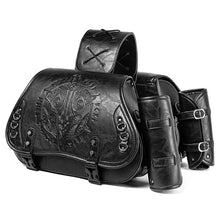 Load image into Gallery viewer, Punk Style Motorcycle Saddlebags 26L Leather with Cup Holder for Harley Softail Dyna Road King Cruiser