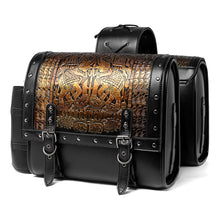Load image into Gallery viewer, Punk Style Motorcycle Saddlebags 26L Leather with Cup Holder for Harley Softail Dyna Road King Cruiser