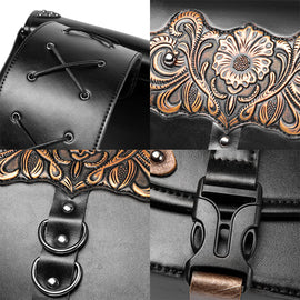 Punk Style Motorcycle Saddlebags 26L Leather with Cup Holder for Harley Softail Dyna Road King Cruiser