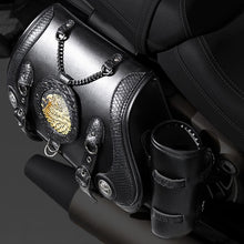 Load image into Gallery viewer, Punk Style Motorcycle Saddlebags 26L Leather with Cup Holder for Harley Softail Dyna Road King Cruiser