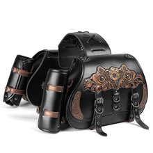Load image into Gallery viewer, Punk Style Motorcycle Saddlebags 26L Leather with Cup Holder for Harley Softail Dyna Road King Cruiser