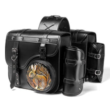 Load image into Gallery viewer, Punk Style Motorcycle Saddlebags 26L Leather with Cup Holder for Harley Softail Dyna Road King Cruiser