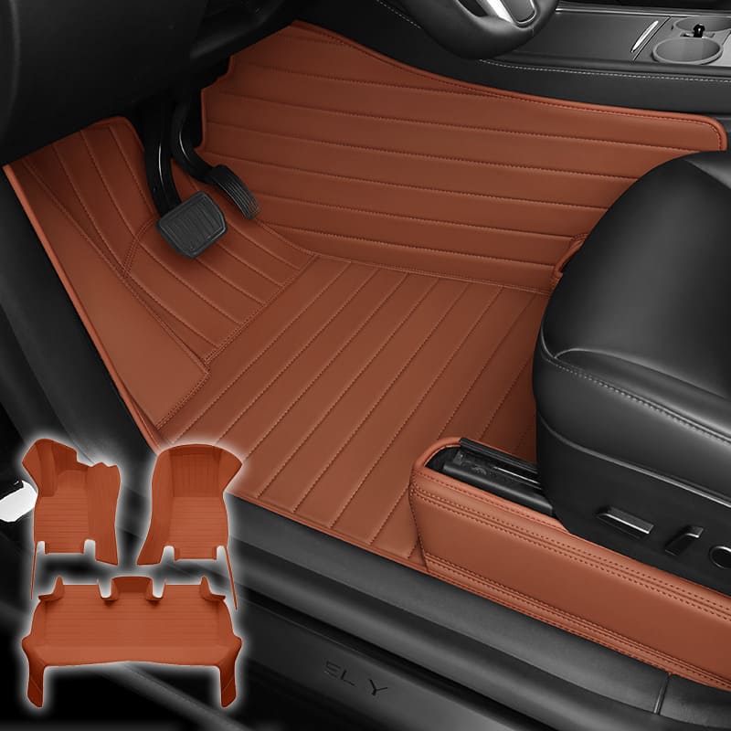 Special for Tesla Model 3 and Model Y Leather Floor Mat Fully Surrounded By All-Weather Floor Mat