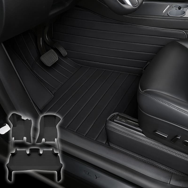 Special for Tesla Model 3 and Model Y Leather Floor Mat Fully Surrounded By All-Weather Floor Mat