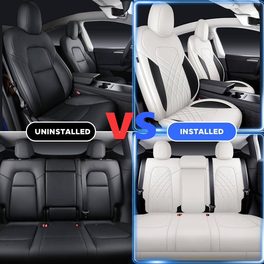 Custom Fit Tesla Model 3/Y Seat Covers - Full Coverage for Highland and Juniper (2016-2026)