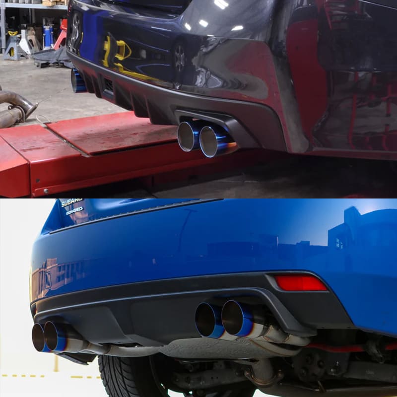 Dual Slant-Cut Stainless Steel Exhaust Tip – 10" Long Blue, Black, Silver Universal Bolt-On Exhaust Pipe