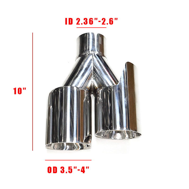 Dual Exhaust Tip Stainless Steel 10 Inch Universal Bolt-On Tailpipe