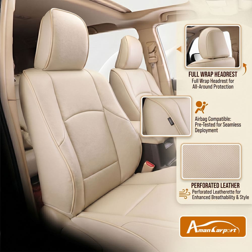 Amancarport Special Linen, Leather Car Seat Covers Full Set for Toyota 4Runner(2011-2024)
