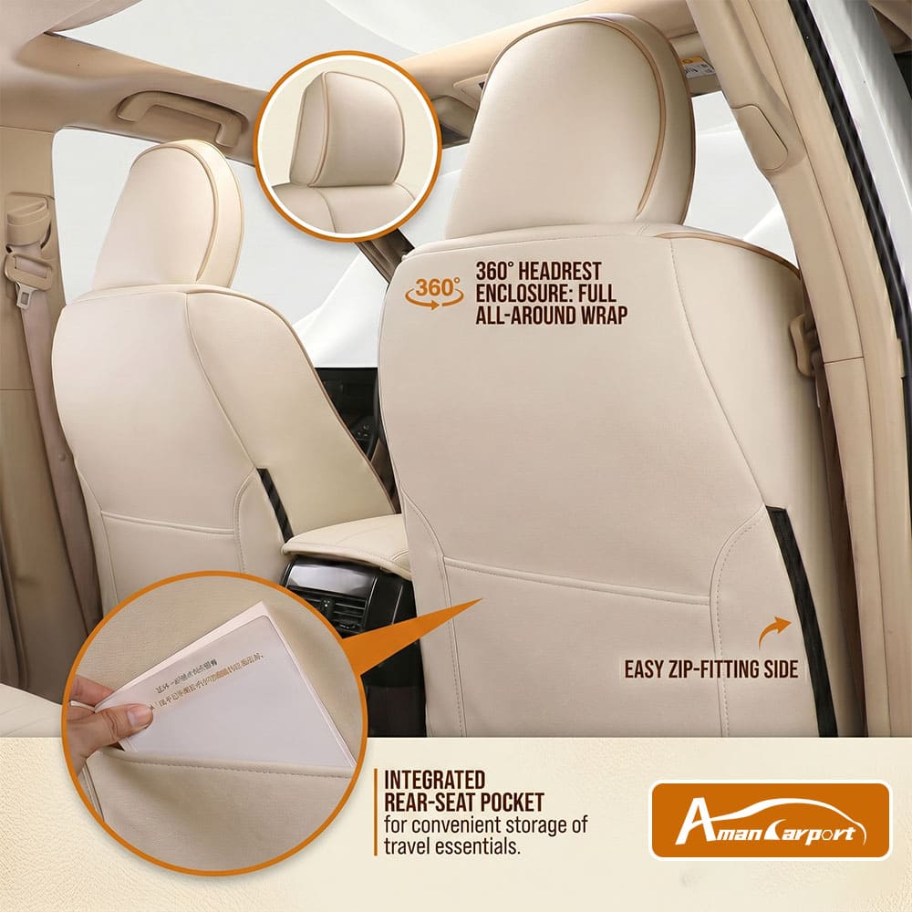 Amancarport Special Linen, Leather Car Seat Covers Full Set for Toyota 4Runner(2011-2024)