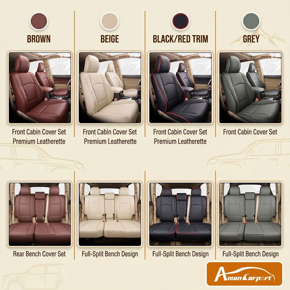Amancarport Special Linen, Leather Car Seat Covers Full Set for Toyota 4Runner(2011-2024)