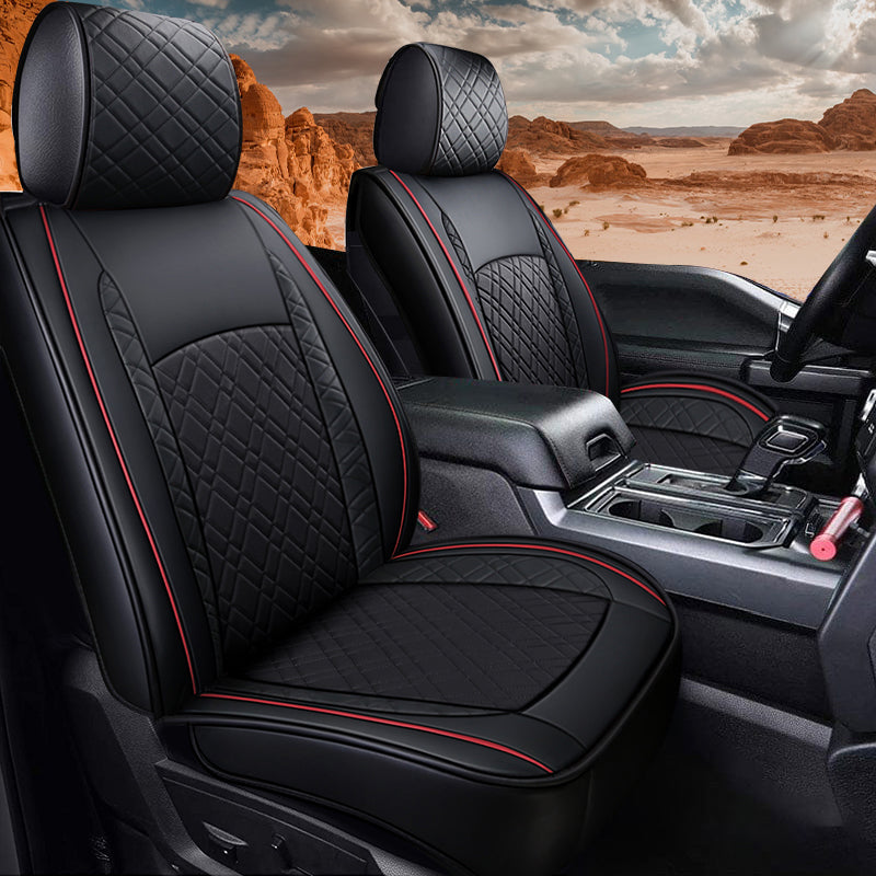 Custom Leather Car Seat Cover Full Set Fit For Ford F150 (2009-2025), F250, F350, F450(2017-2025)