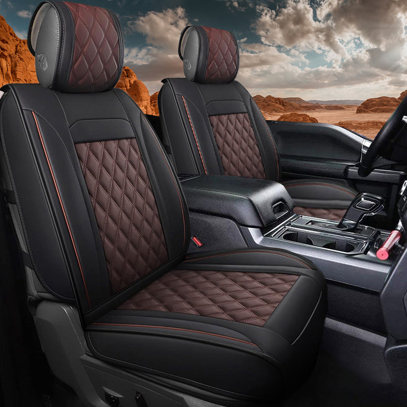 Custom Leather Car Seat Cover Full Set Fit For Ford F150 (2009-2025), F250, F350, F450(2017-2025)