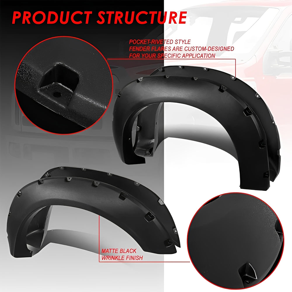 Fender Flares for 2015–2017 Toyota Hilux Revo – Front & Rear, 6-Piece Set