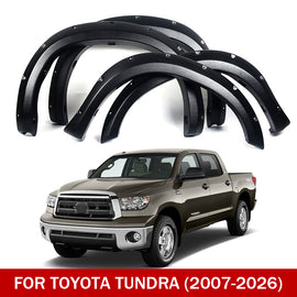 Fender Flares for 2007-2026 Toyota Tundra, Pocket-Riveted Style ABS Thermo Plastic, Matte Black