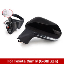 Load image into Gallery viewer, Side View Mirror Assembly for Toyota Camry 2006–2011 &amp; 2018–2024 (6th &amp; 8th Gen), Left or  Right, OEM-Quality, 8-Pin Connector