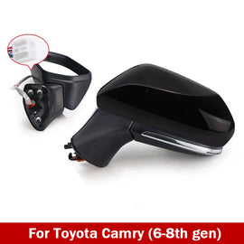 Side View Mirror Assembly for Toyota Camry 2006–2011 & 2018–2024 (6th & 8th Gen), Left or  Right, OEM-Quality, 8-Pin Connector