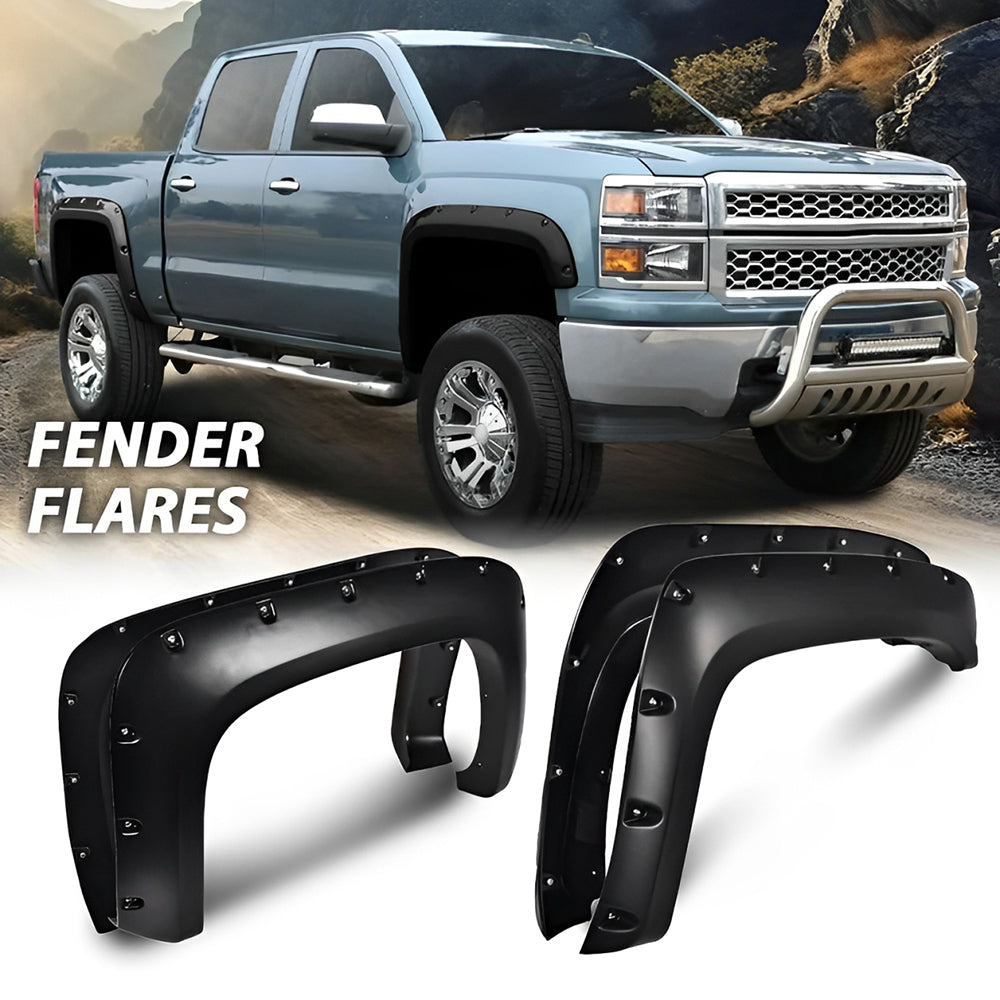 Front & Rear Fender Flares Kit for 1999–2013 Chevy Silverado & GMC Sierra 1500/2500HD/3500HD