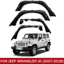Load image into Gallery viewer, Front &amp; Rear Fender Flares Kit for 2007–2018 Jeep Wrangler JK – 4-Piece Set with LED Lights